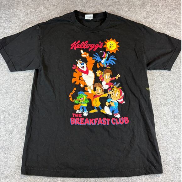 Vintage Y2K Kellogs The Breakfast Club Shirt Mens Large Black Cereal Mascot - Picture 1 of 8